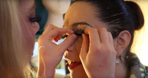 Applying the make-up and lashes