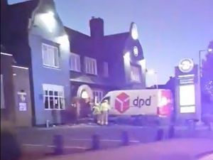 Supporting image for story: Suspected drink-driver arrested after DPD van crashes into pub wall