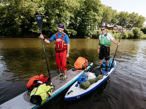 Supporting image for story: Fire officers set to finish epic 200km paddleboarding journey along the River Severn