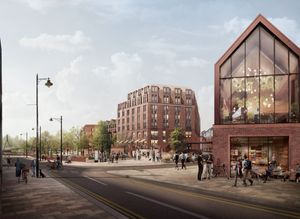 An artist’s impression showing how a new hotel could look - looking north along Roushill.
