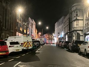 Lower High Street in Stourbridge pictured in late November 2024 when it was left without Christmas lights