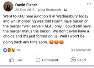 One of Councillor Fisher's Facebook posts