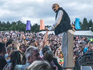 Tim Booth of James went into the crowd to meet fans