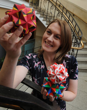 Vickie Warren with some of the mystery origami