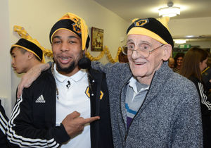 Wolves player Adama Traore with Bernard Rogers