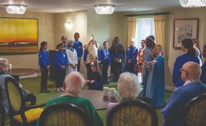 St Mary’s pupils perform to homeowners at Brookfields House, Newcastle-under-Lyme