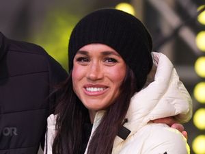 Meghan in a winter hat and padded ski coat at the Invictus Games