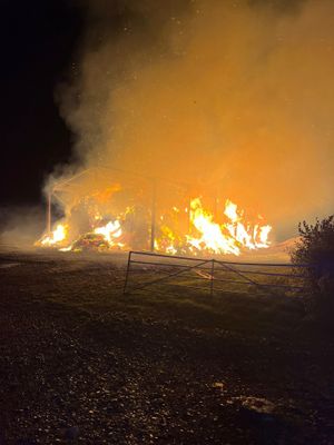 The large barn fire in Quatt near Bridgnorth. Pic: Bridgnorth Fire Station
