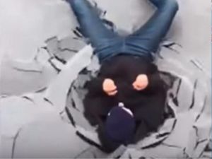 Supporting image for story: This teen jumping on an ice-covered trampoline is oddly mesmerising