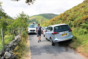 Roads were closed at the popular Pistyll Rhaeadr as traffic came to a halt. Photo: Marcin Michałek