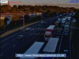Queues of traffic near junction seven