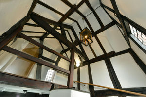 The staircase leading to one of the luxury appartments