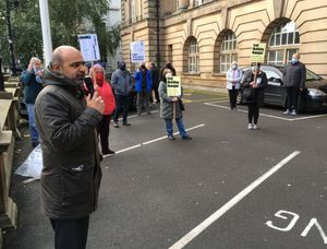 Protest over free school meals outside Walsall Council House. Photo: Gurdip Thandi