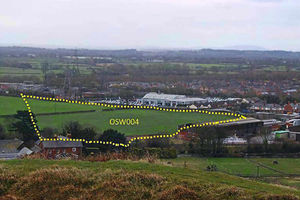 The view from the top of the hillfort including the proposed site for housing
