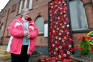 Poppy display at Bourne Methodist Church, Heath Hayes in 2018. Pictured Margaret Strickland