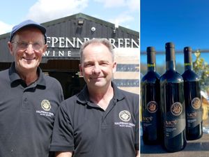 The late Martin Vickers pictured with his son Clive, at Halfpenny Green Wine Estate