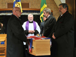 Members of the Royal British Legion at Gornal Wood Crematorium, during the funeral of Burma veteran Walter Carr