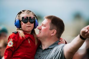 The air show attracts crowds of people of all ages