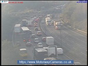 Supporting image for story: Lanes open again on southbound M6 near Great Barr after crash and fuel spill - five miles of congestion