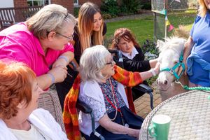 The teams from Lovell and Lollypop Pony Party admiring with HorseFair residents and Moomin