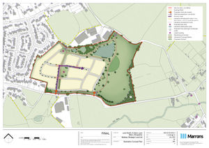 An illustrative plan of the site in Wem, Shropshire, where Bellway Strategic Land has applied for up to 175 homes and 18.8 acres of green open space to be created