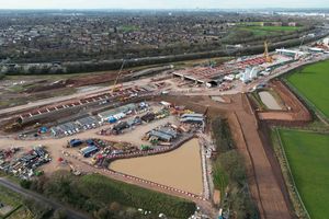 Construction work continues on the HS2 line in Water Orton near Birmingham.