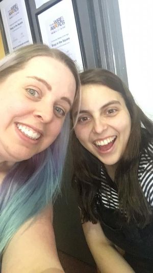 Shop manager Charlotte Clark with Beanie