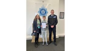 Zac and his mum on Wednesday with the Chief Constable