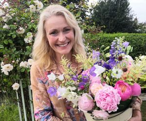 Amanda with one of her colourful, scented bouquets