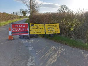 The road closure signs