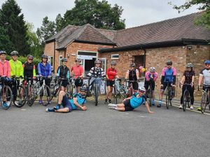 Emma & Dean with their escort of cyclists.