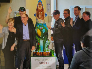 The Grand Theatre's PANTO WOLF from the 1017 Sculpture Trail at Thompson Airport in Manitoba, Canada.