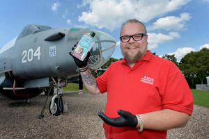 RAF Museum Cosford visitor assistant Simon Thomason gets ready to welcome guests back from July 6
