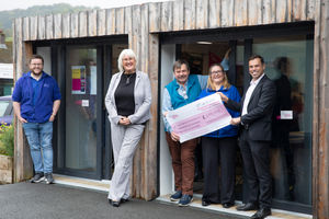 South Denbighshire Community Partnership celebrating at Llangollen after clinching £500,000 in Lottery Funding, pictured, from left, are Gwion Tomos Jones, SDCP. Liz Grieve, Denbighshire County Council, Julian Sampson, SDCP Chair, Sally Lloyd Davies, SDCP Project Manager, and Ken Skates, Senedd Member for Clwyd South.