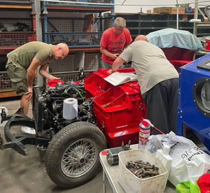 The Shropshire Spitfire team working on its restoration.