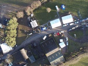 Undated Dyfed-Powys Police handout photo of police investigating the fire at Llangammarch Wells (Dyfed-Powys Police/PA)