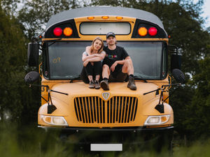Supporting image for story: Shropshire couple import US school bus to turn it into new home after mortgage struggles