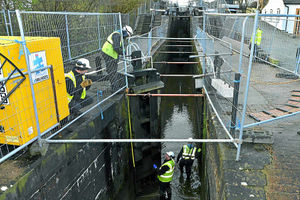 Work on the canal lock at Grindley Brook, just north of Whitchurch, gets under way  