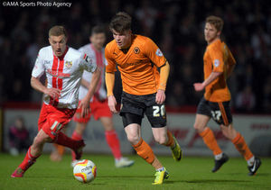 Wolves striker Liam McAlinden on the ball