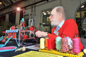 Ken Senar from Tattenhal, near Chester, is seen with his French knitting machine.