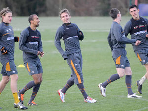 Supporting image for story: Wolves players in training for clash with Birmingham City