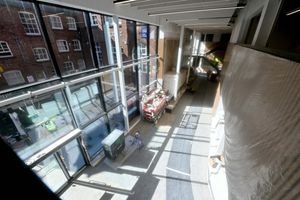 The building makes great use of light, with an atrium leading to a student courtyard.