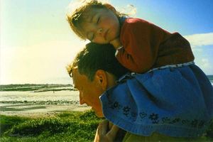 Georgia on her father, Steve's, shoulders during a family holiday in Cornwall