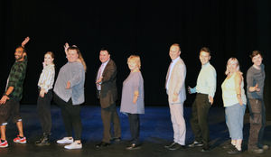 Annette Badland with the team at Birmingham's Old Rep Theatre