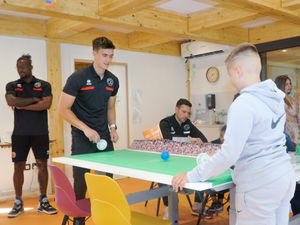 Supporting image for story: Saddlers stars pay special visit to Black Country hospice and celebrate scoring fundraising success
