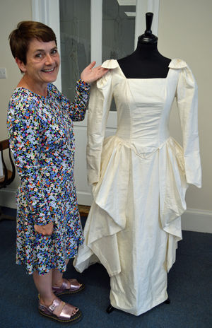 Sharon with the wedding dress