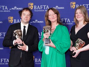 Jamie Roberts, Kate Spankie and Clare Walker (Ian West/PA)
