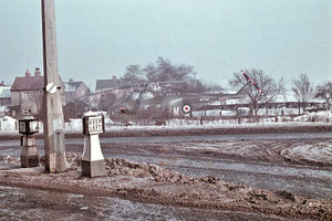 A Westland Whirlwind helicopter landed near Lawley crossroads in bad visibility on February 7, 1963. Picture: Ron Gill
