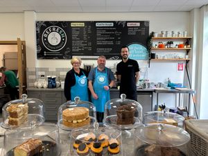 Adam Turner from Aroma Tea & Coffee Merchants visiting Refresh at Severn Hospice.