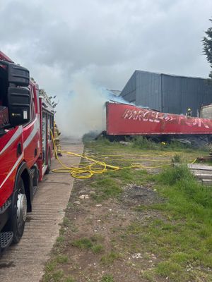 The fire-damaged lorry trailer. Picture: Station Manager Craig Jackson